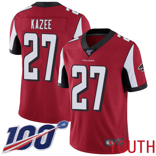 Atlanta Falcons Limited Red Youth Damontae Kazee Home Jersey NFL Football #27 100th Season Vapor Untouchable->youth nfl jersey->Youth Jersey